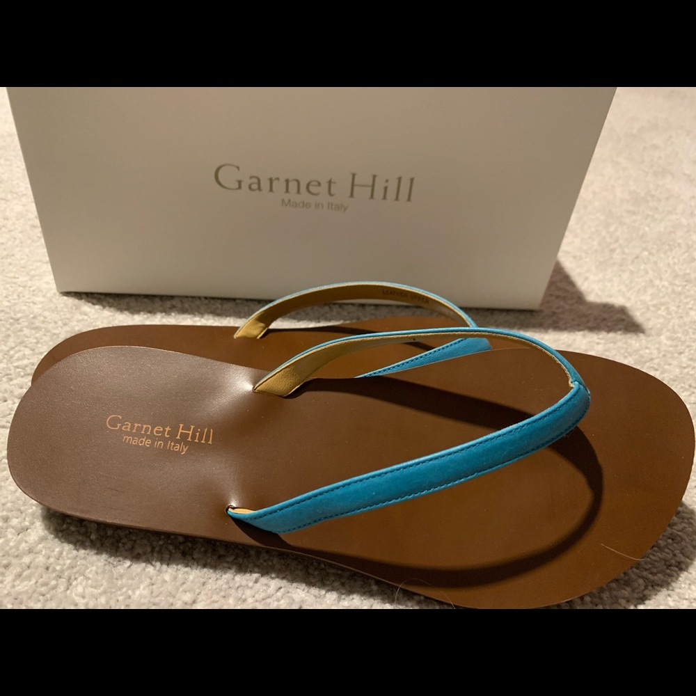 Garnet Hill Italian leather light blue sandals